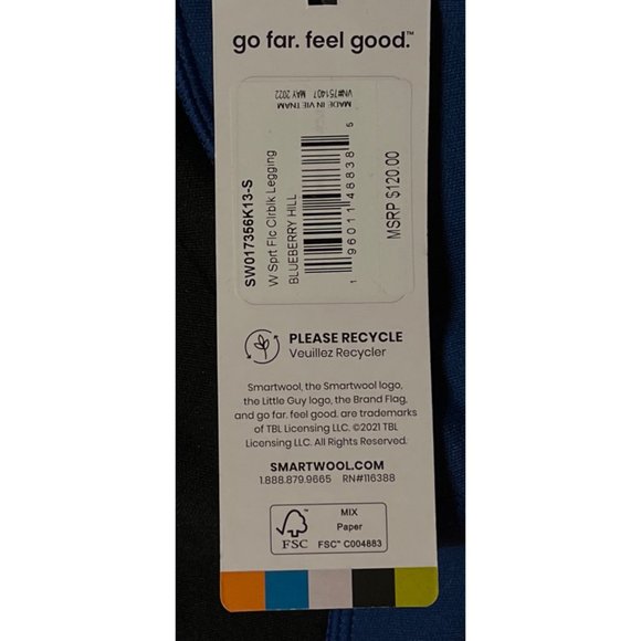 Smartwool Women's Merino Sport Fleece Colorblock Legging Blue Black 26" x 27" - Picture 8 of 9